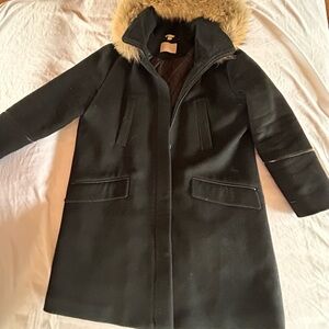 like new Soia & Kyo women Black Coat with removable Fur Trim XL